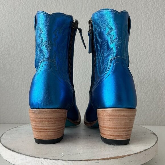 Lane SMOKESHOW Womens Cowboy Bootie 8.5 Blue Western Cowgirl Short Ankle Boots - Picture 3 of 11